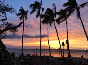 Sunset at Anaehoomalu Bay on the Big Island